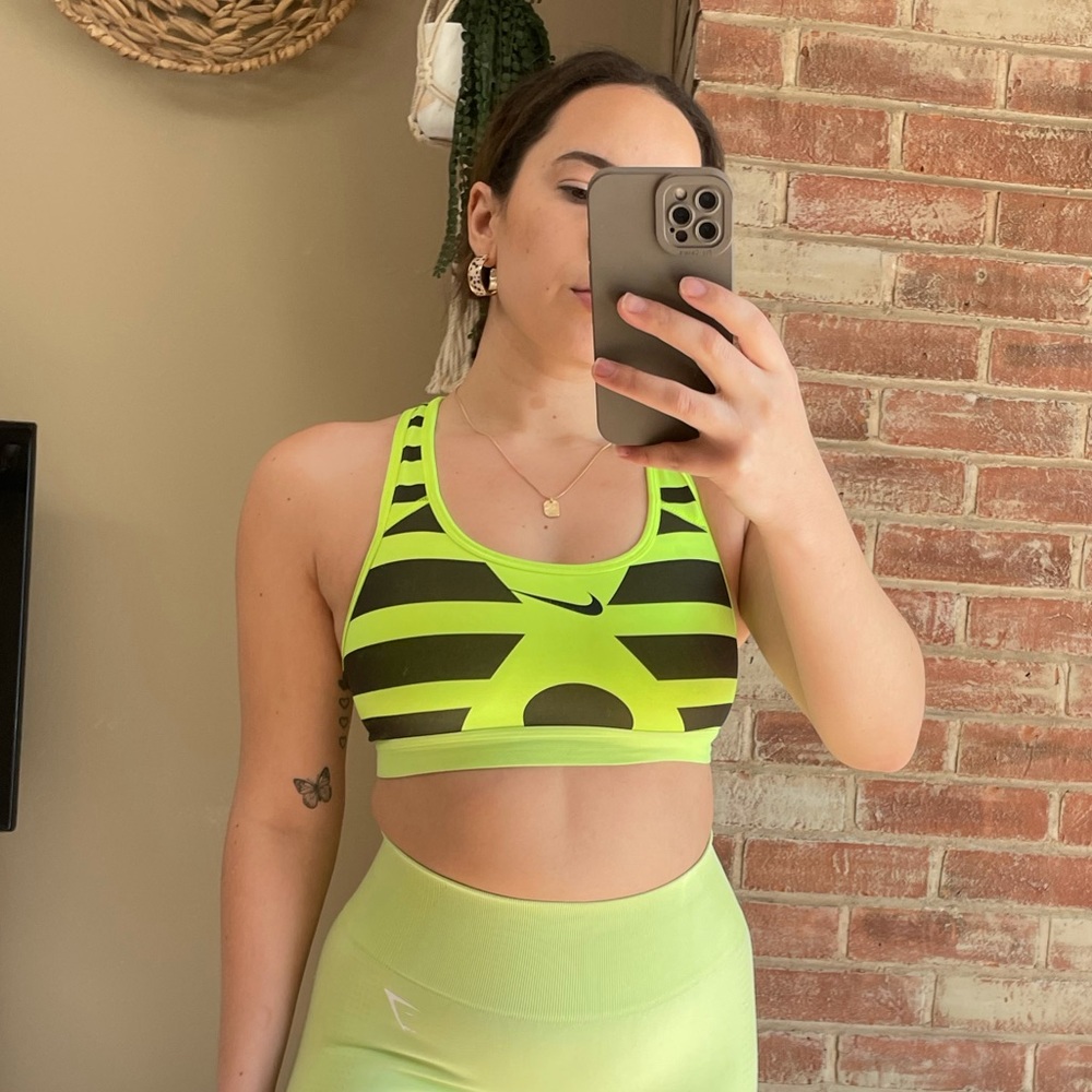 Nike neon striped Sports Bra